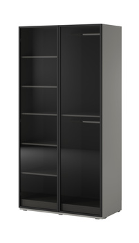 Zweitüriger Schrank Zen in Grau + getöntes Glas