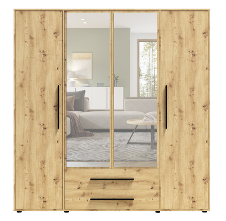 Kleiderschrank Modena SZ4D2SZ in Eiche Artisan mit Spiegel