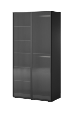 Zweitüriger Schrank Zen in Schwarz + geriffeltes Glas