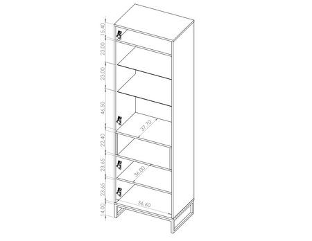 Hochvitrine Randy 60 cm mit Metallfüßen