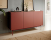 Kommode Lumo K144cm Dreitürig in Rot mit Metallbeinen