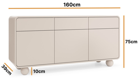 Kommode Orion KSZ-160 cm mit drei Schubladen