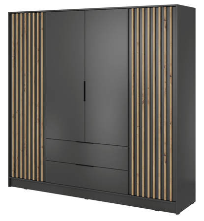 Garderobenschrank Stilo in Graphit mit Schubladen und Lamellen an der Vorderseite