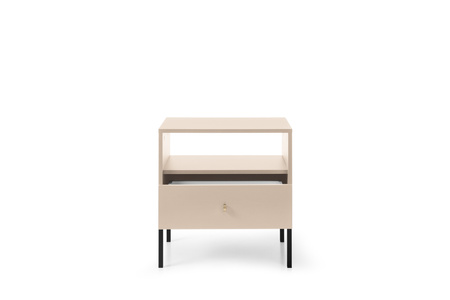 Stilvoller Nachttisch Bari in Beige mit goldenen Füßen