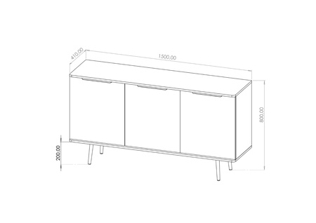 Sideboard Pinelli K3D mit Metallfüßen 150 cm 3-türig