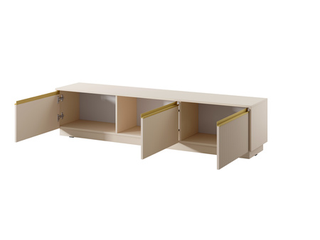 Loren TV-Schrank 180 cm in Kaschmir mit drei Türen und geriffelten Fronten