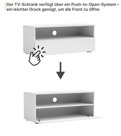Weißer TV-Schrank Tebris 100 cm im minimalistischen Stil