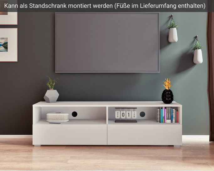 Der stilvolle TV-Schrank Tebris 150 cm in Kaschmir