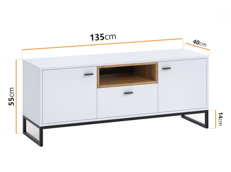 TV-Lowboard Randy 135 cm mit Metallfüßen
